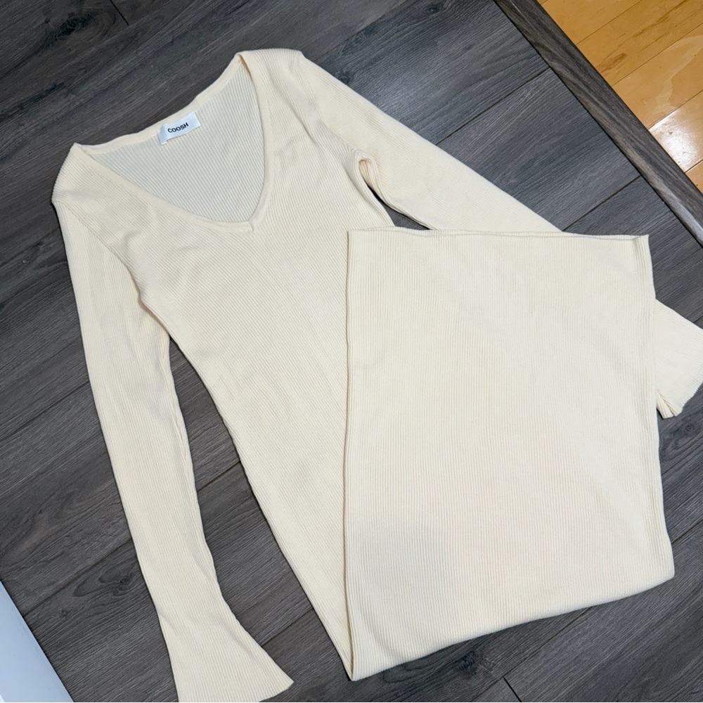 SOLD COOSH brand long-sleeve, v-neck ribbed sweater dress - Picture 2 of 5